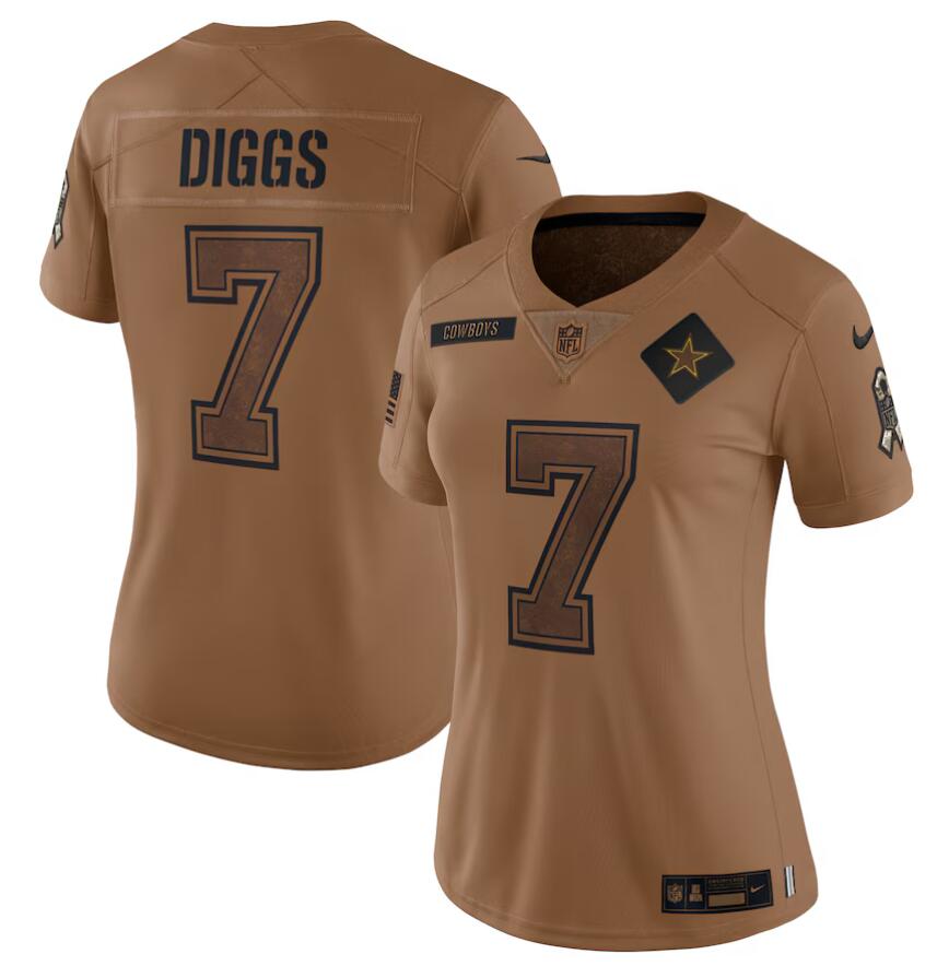 Men Nike #7 Diggs Brown Dallas Cowboys 2023 Salute To Service Retired Player Limited Jersey->women nfl jersey->Women Jersey